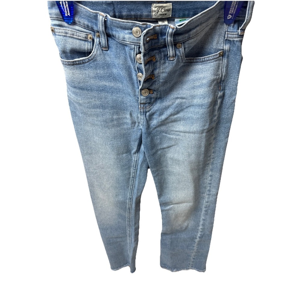 J.Crew Billie Demi Boot Crop Jeans – Light Wash, Button Fly, Frayed Hem size 26